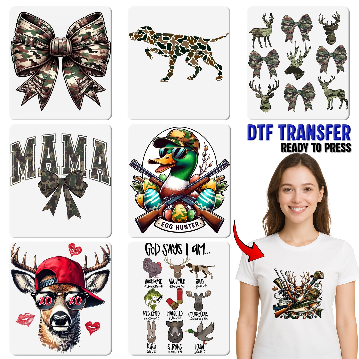 Rustic Hunting Season DTF Transfer for Camo Lover Apparel, Ready to Press Iron-On Funny Hunter Family T-Shirt, Outdoor Enthusiast Gift