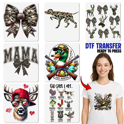 Rustic Hunting Season DTF Transfer for Camo Lover Apparel, Ready to Press Iron-On Funny Hunter Family T-Shirt, Outdoor Enthusiast Gift