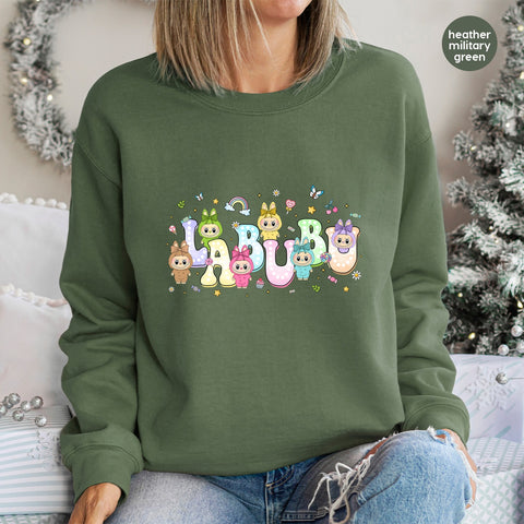 Cute Animal Kawaii Cartoon DTF Transfer for Family Matching Shirts Kids Party Apparel Iron-On Fun Pastel Color Design