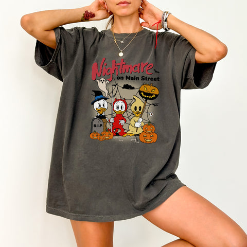 Funny Retro Halloween Ducks DTF Transfer for Family 'Nightmare on Main Street' Costume & Apparel