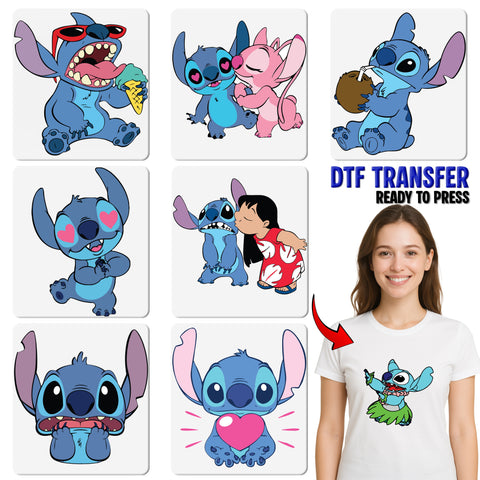 Cute Tropical Cartoon Character DTF Transfer Iron-On for Kids & Family Matching Shirts