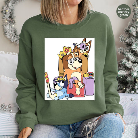 Cartoon Dog Family Fun DTF Transfer for Cute T-shirts & Apparel | Ready to Press Iron-On for Dog Lovers & Families