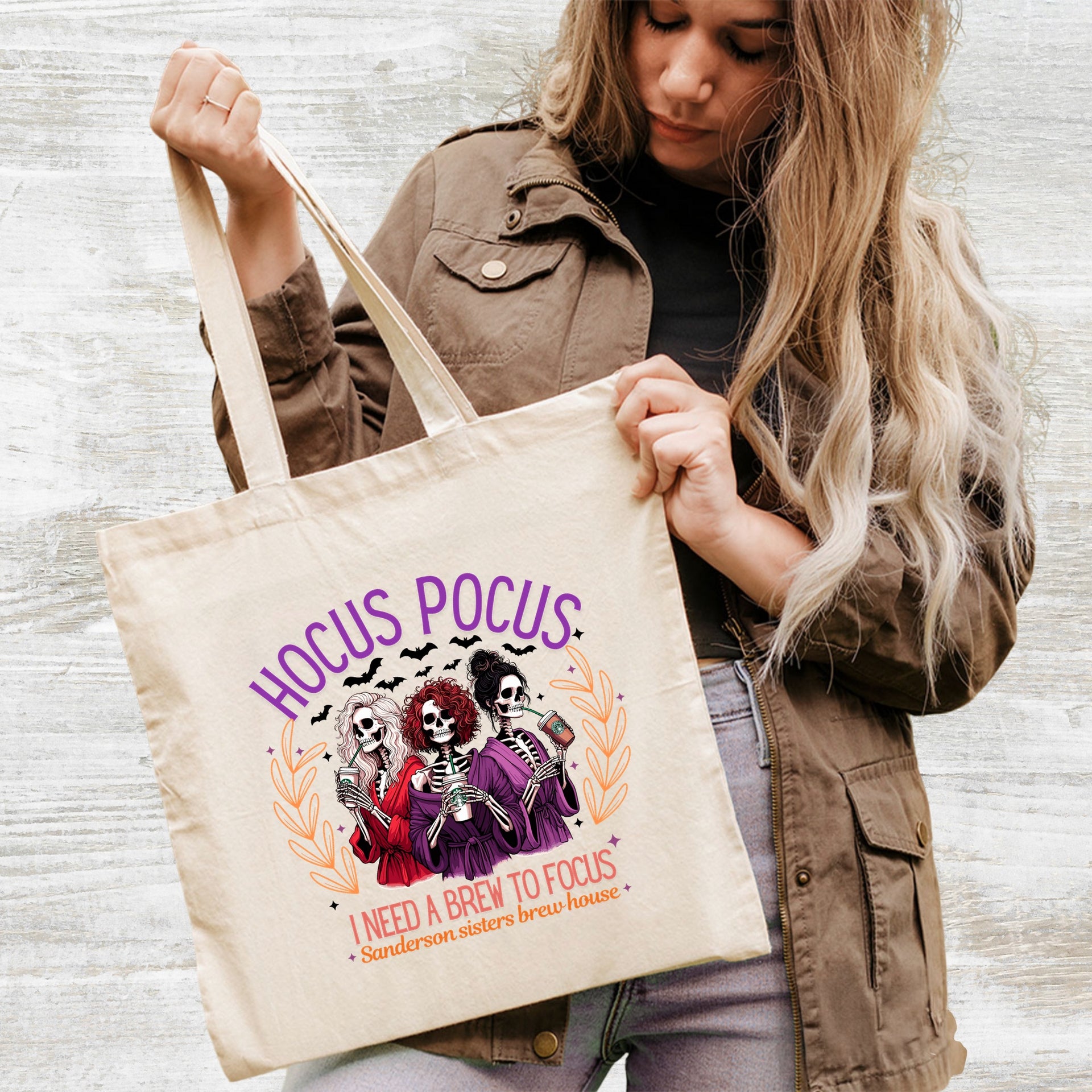 Funny Halloween Skeletons Hocus Pocus DTF Transfer for Women Shirt & Witchy Coffee Lover Iron-On Ready to Press Apparel