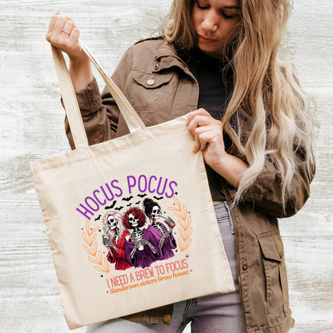 Funny Halloween Skeletons Hocus Pocus DTF Transfer for Women Shirt & Witchy Coffee Lover Iron-On Ready to Press Apparel