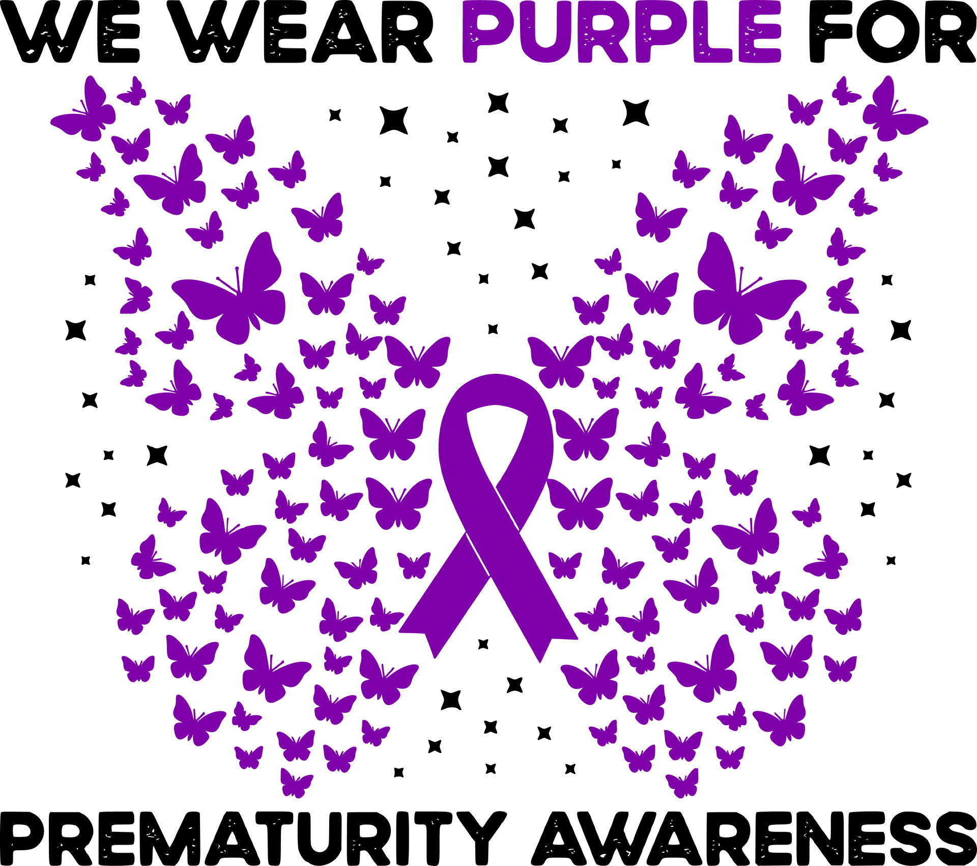 Prematurity Awareness Shirts, Family Support Gifts, Purple Ribbon Tshirt, Butterfly Graphic Tees, Gift for Mom, Premature Warrior T-Shirt