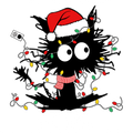 Funny Christmas Cat Hoodie, Cute Xmas Crewneck Sweatshirt, Santa Cat Long Sleeve Tshirt, It's Fine I'm Fine Everything is Fine Hoodie