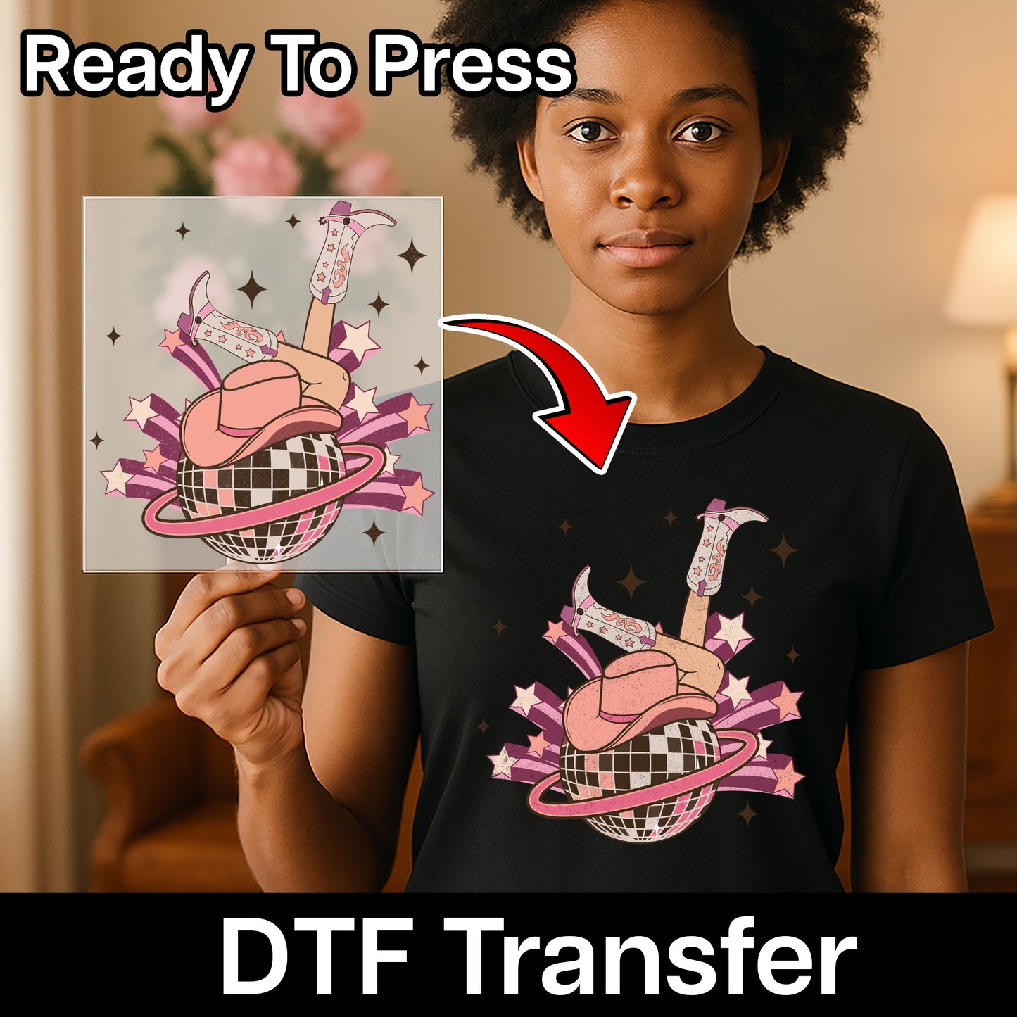 Retro Disco Western DTF Transfer for Bachelorette Party T-Shirt Funny Ready To Press Iron-On Girls Night Out Apparel