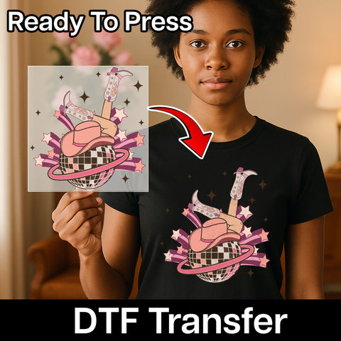 Retro Disco Western DTF Transfer for Bachelorette Party T-Shirt Funny Ready To Press Iron-On Girls Night Out Apparel
