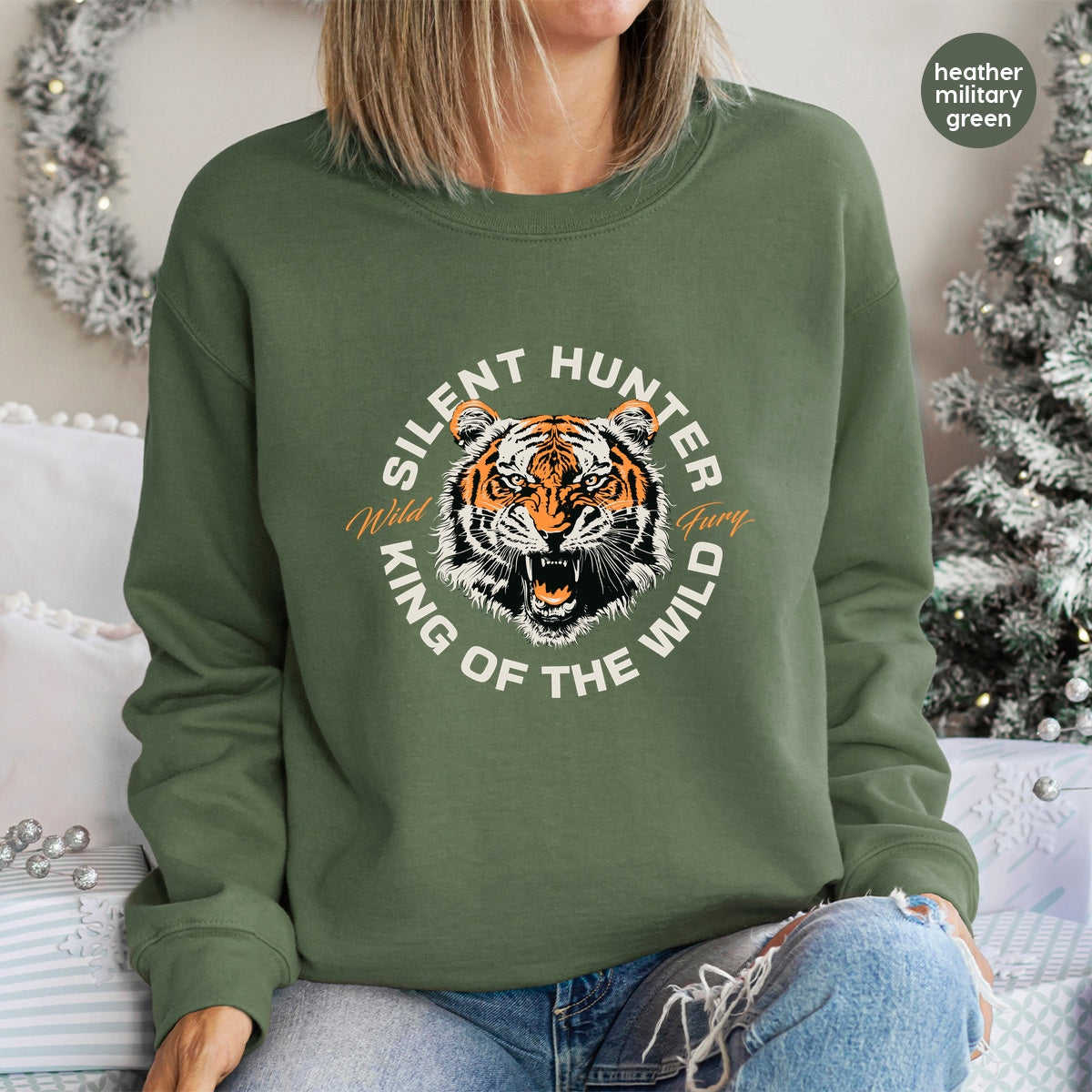 Fierce Tiger DTF Transfer: Ready To Press, Bold Animal T-shirt Design, Wild Adventure Group Apparel, Vintage Nature Lover Art
