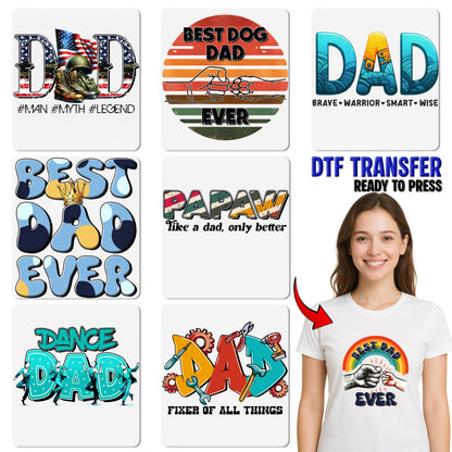 Cool Dad Father's Day Gift Funny Outdoor Style DTF Transfer Iron-On T-shirt Sweatshirt for Trendy Modern Hipster Dads