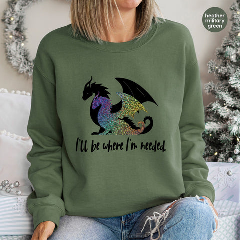 Fantasy Cute Dragon DTF Transfer for Kids & Adults Apparel – Ready to Press Holographic Mythical Art for Shirt and Sweatshirt