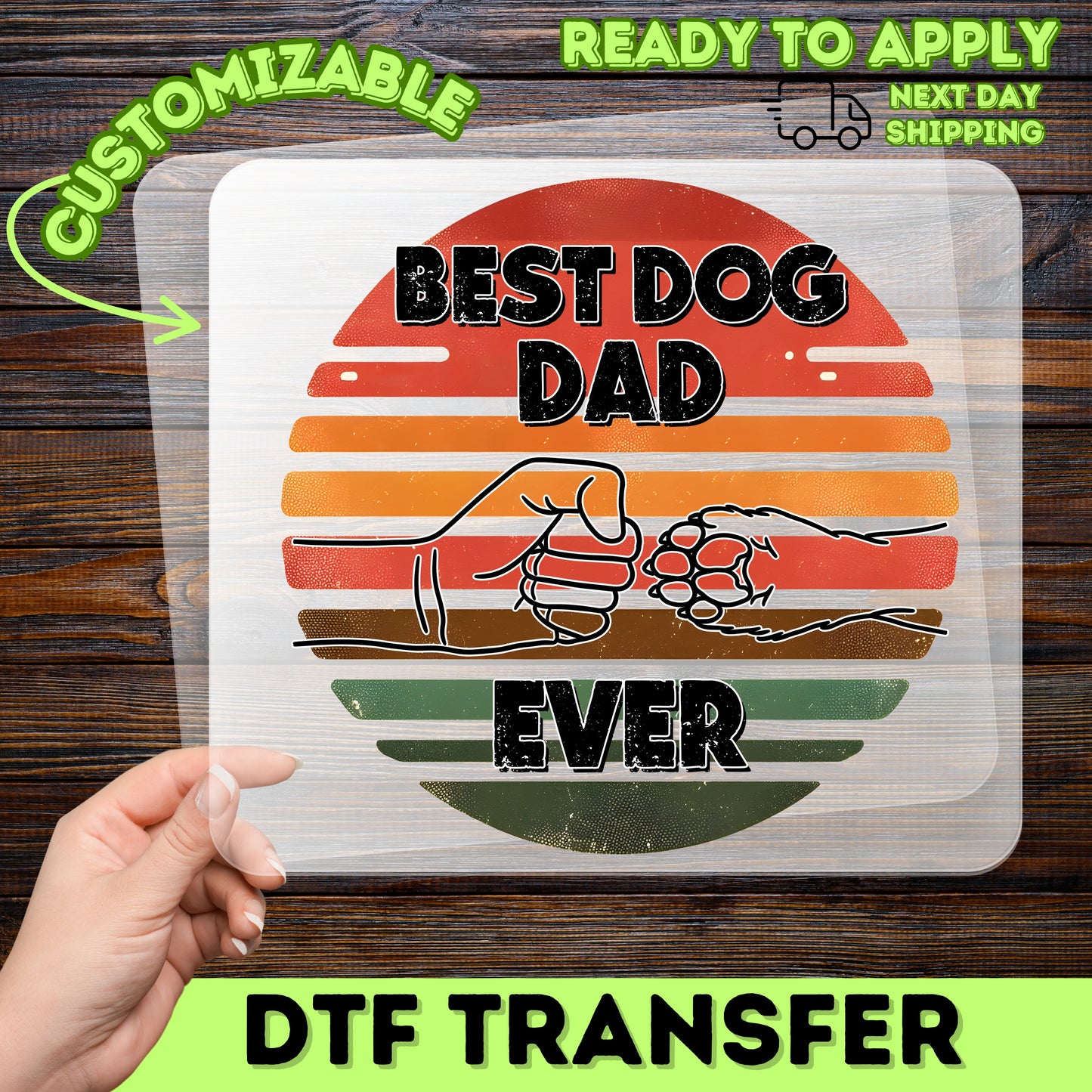 Retro Vintage Best Dog Dad Ever DTF Transfer for Father's Day Funny Pet Lover T-shirt Iron-On Gift