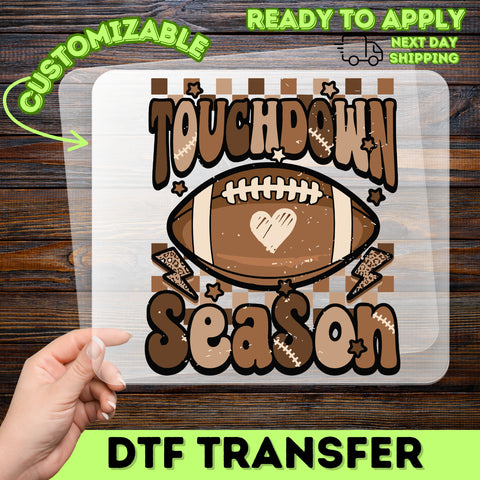 Retro Football Touchdown Season DTF Transfer for Family Apparel & Sports Fans, Game Day Shirts & Cute Tailgate Outfits