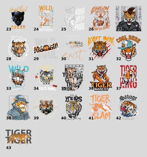 Bold Tiger Face DTF Transfer for Wildlife Lovers, Ready to Press Jungle Theme Shirt, Iron-On Big Cat Apparel