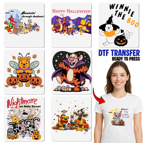 Funny Halloween Cartoon Characters DTF Transfer - Nightmare on Main Street Ready To Press Iron-On for Kids & Family Apparel