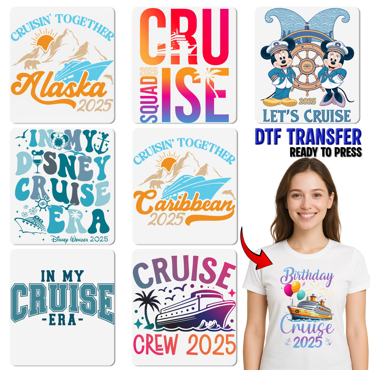Graduation Cruise Retro DTF Transfer - Fun Tropical T-Shirt Design for Class of 2023 Celebration & Gift