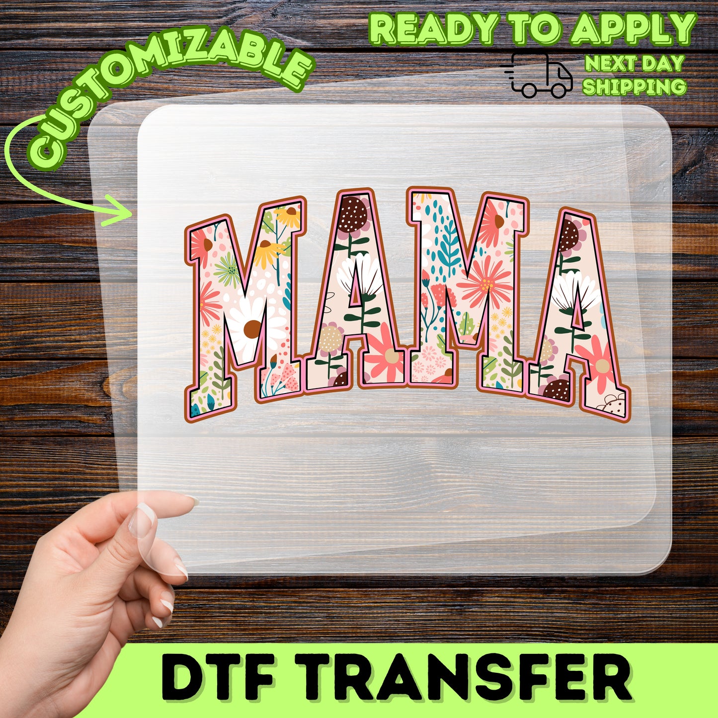 Cute Floral Mama Retro DTF Transfer for T-Shirt - Mother's Day Iron-On Ready To Press Fun Gift for Moms Apparel