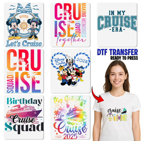 Nautical Family Group Cruise DTF Transfer 2025 Vacation Ready To Press T-shirt Apparels & Kids Sailor Pirate Cute Design