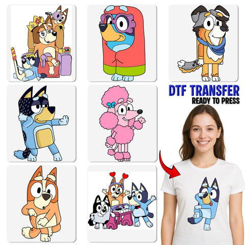 Cute Cartoon Poodle DTF Transfer for Pet Lover Apparel - Ready to Press Iron-On Design for Family Matching T-Shirts & Sweatshirts
