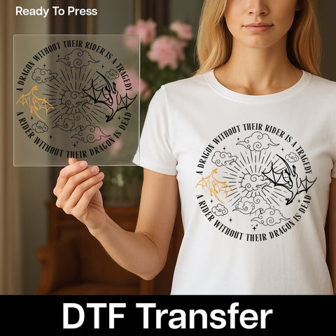 Funny Halloween Witch & Dragon DTF Transfer for Group Shirt | Cute Spooky Halloween Iron-On for Apparel & Party-Goers