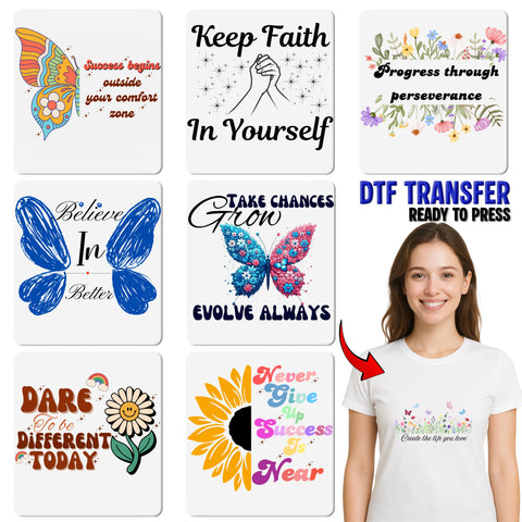 Cute Sunflower Theme DTF Transfer Iron On Ready To Press for Friendship T-shirt or Garden Party Apparel
