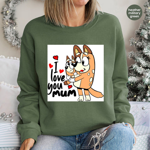 Cute I Love You Mum DTF Transfer for Mother's Day Shirt, Heartwarming Family Design, Ready to Press Iron-On