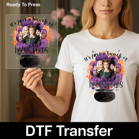 Funny Hocus Pocus Halloween DTF Transfer Ready to Press for Witchy Vibes T-shirt & Group Apparel