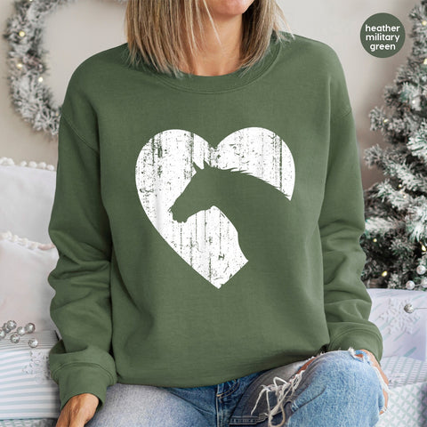 Rustic Equestrian Love Horse Head Silhouette DTF Transfer, Perfect Iron-On for Equestrian Apparel & Farmhouse Gifts