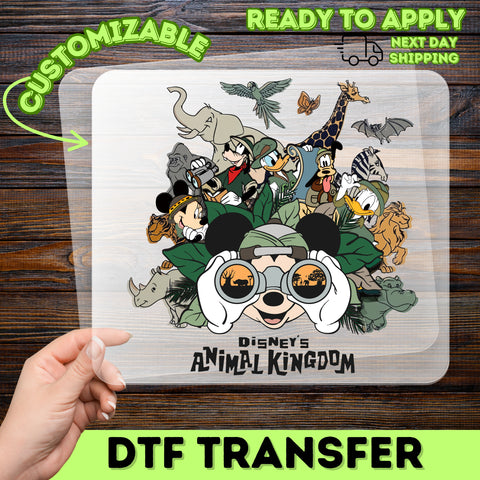 Safari Adventure Cartoon Theme Ready To Press DTF Transfer for Family Vacation T-Shirt or Sweatshirt