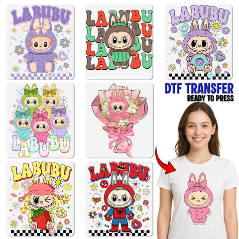 Cute Cartoon Animal DTF Transfer for Kids Apparel - Ready To Press Iron-On Design for Fun Family Events & Parties