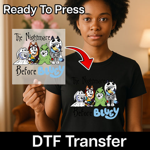 Funny Halloween Cartoon Character Crossover DTF Transfer T-Shirt for Family & Kids Iron-On Ready To Press