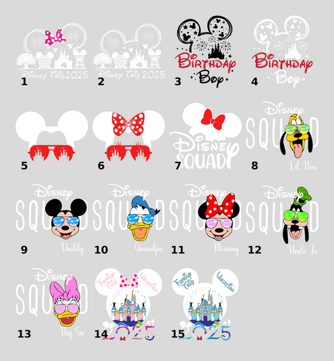 Disney Family Trip 2025 Cute DTF Transfer for Magical Vacation T-Shirt Iron-On Ready To Press