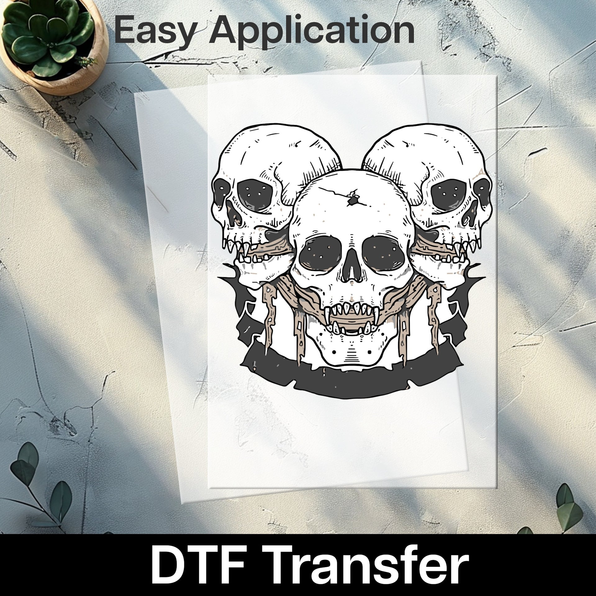 Gothic Skull DTF Transfer Iron-On Halloween Horror Design for Alternative Apparel