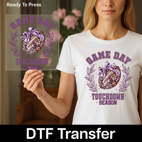 Cute Retro Game Day Football DTF Transfer for Trendy Tailgate Apparel & Sports Fan T-Shirts Ready To Press