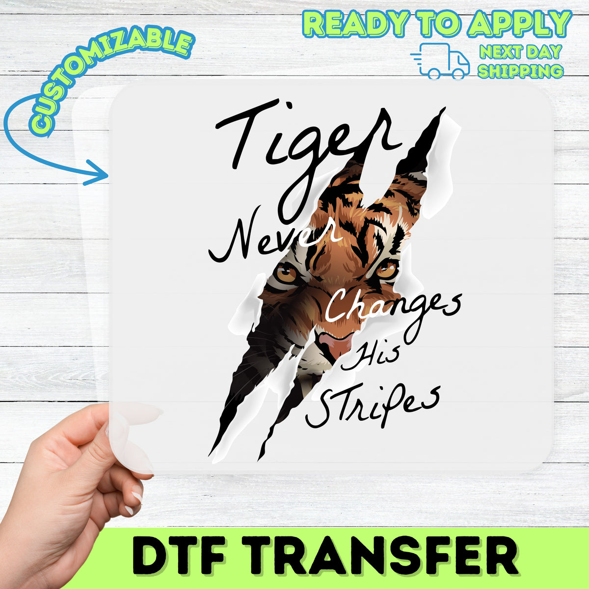Tiger Peeking Realistic Adventure DTF Transfer Iron-On for Motivational Team Apparel & Wildlife Enthusiasts