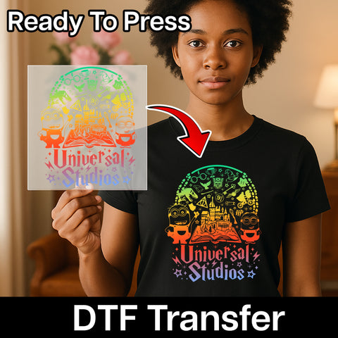 Cute Movie Fan DTF Transfer for Universal Studios Magic Theme Park Shirt | Ready to Press for Family Vacation & Group Outings