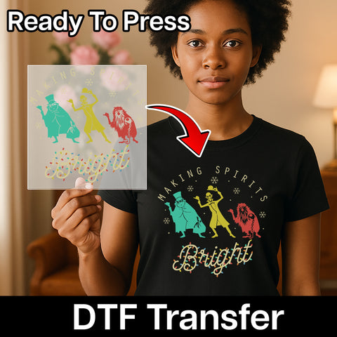 Funny Christmas Ghosts DTF Transfer Ready To Press Shirt Retro Holiday Humor Apparel for Family & Friends
