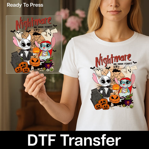 Cute Halloween DTF Transfer Nightmare on Main Street Iron-On for Disney Fans Apparel