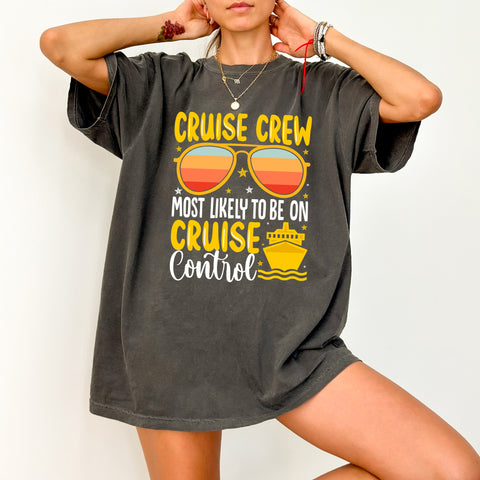 Fun Cruise Crew DTF Transfer, Funny Beach Vacation Iron-On, Retro Nautical Humor Shirt for Party Group & Family Apparel