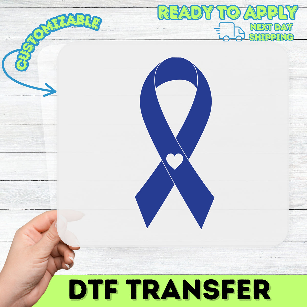 Minimalist Awareness Ribbon with Heart DTF Transfer Ready To Press for Alzheimer's & Charity Event T-Shirts
