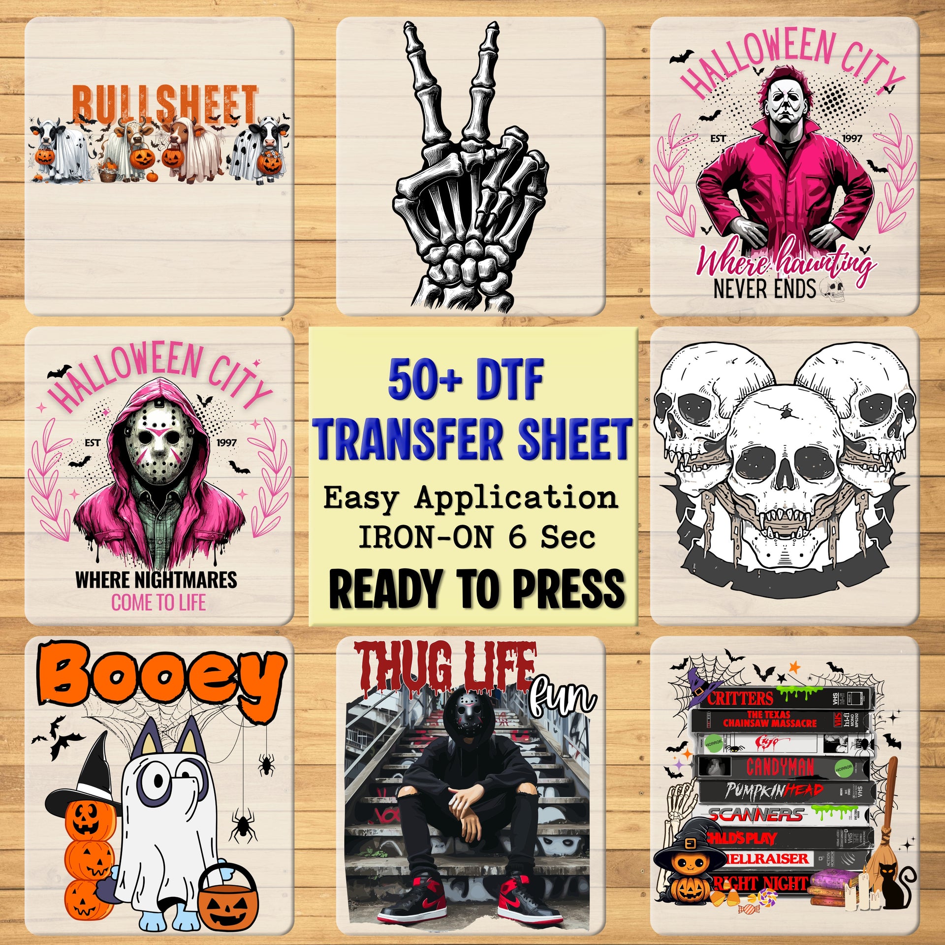 Cute Ghost Dog Halloween DTF Transfer Iron-On Ready For Funny Kids & Dog Lovers Pumpkin T-shirt & Sweatshirt