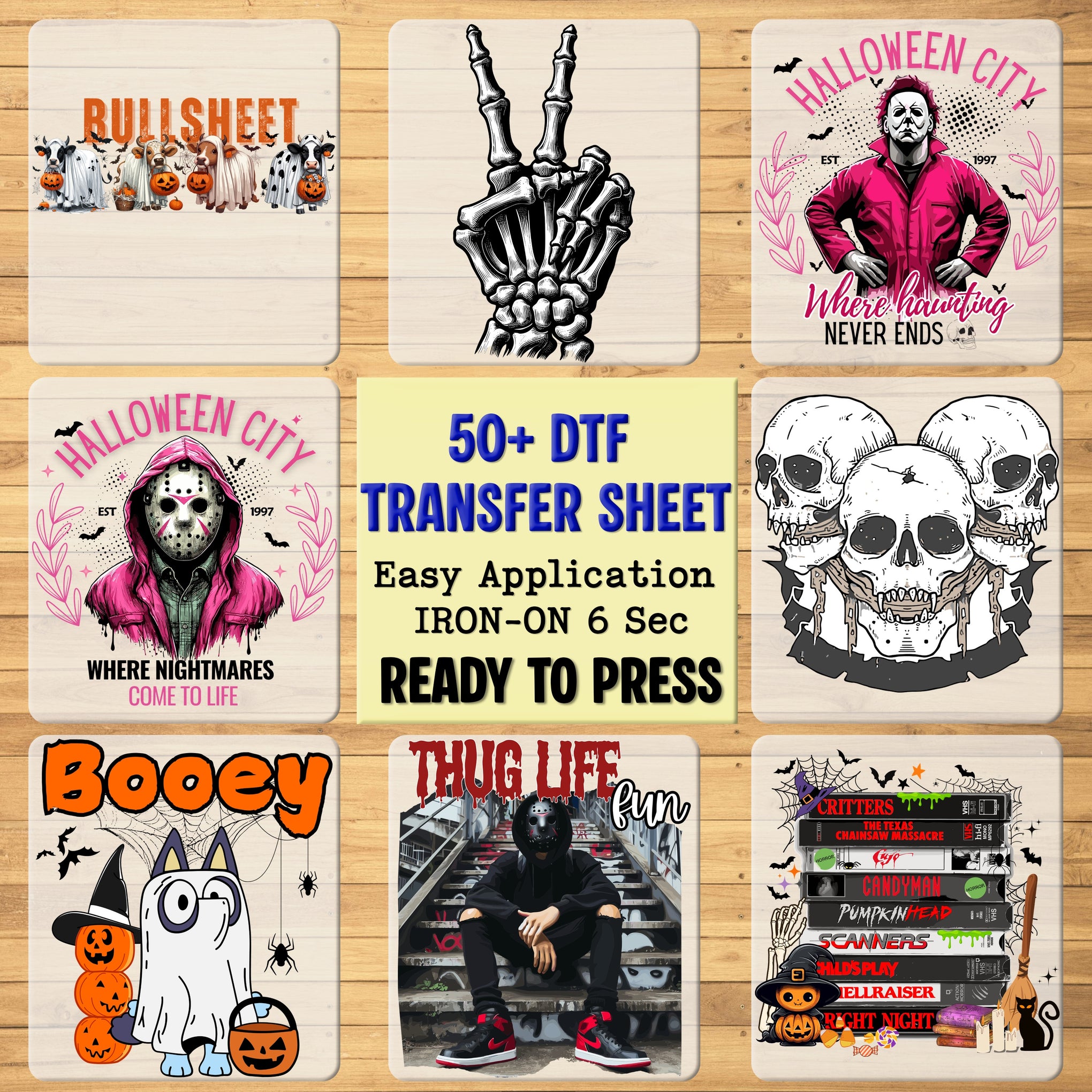 Cute Ghost Dog Halloween DTF Transfer Iron-On Ready For Funny Kids & Dog Lovers Pumpkin T-shirt & Sweatshirt