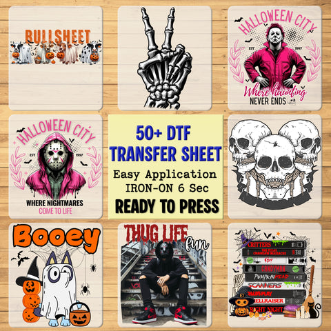 Cute Ghost Dog Halloween DTF Transfer Iron-On Ready For Funny Kids & Dog Lovers Pumpkin T-shirt & Sweatshirt