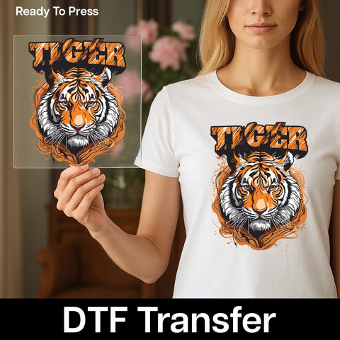Majestic Tiger Wildlife DTF Transfer for Animal Lovers & Conservationists - Bold Jungle Graphic Ready To Press Iron-On