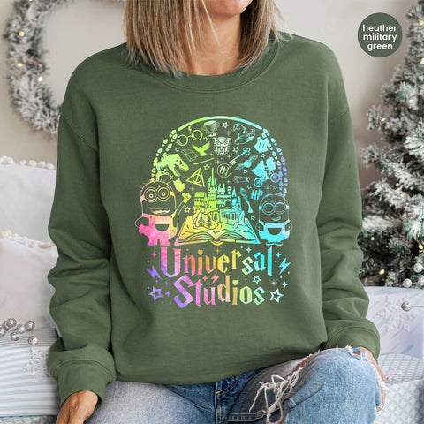 Retro Pop Culture DTF Transfer Iron-On for Universal Studios Themed Minions & Magic School Fan Apparel - Perfect for Group Celebrations