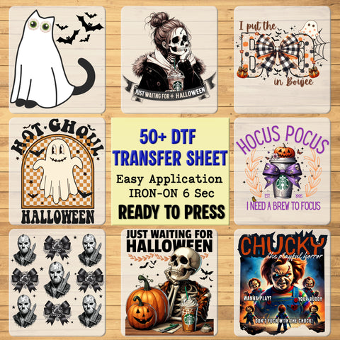 Gothic Halloween Skull Witch Hat & Bats DTF Transfer for Apparel - Ready to Press Iron-On for Spooky Occult Shirts