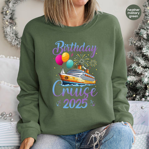 Birthday Cruise 2025 Cute DTF Transfer for Family Shirts Iron-On Ready to Press Party Apparel for Cruise Enthusiasts