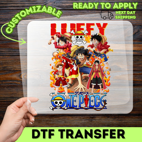 Luffy Pirate Adventure One Piece DTF Transfer for Anime Fan T-Shirt Group Event Ready To Press Cosplay Apparel