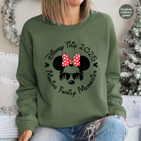 Cute Theme Park Adventure Mouse Bow Sunglasses DTF Transfer Ready To Press for Family & Friends Vacation T-Shirts