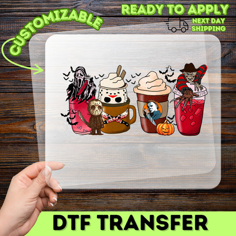 Funny Halloween Horror Movie DTF Transfer for Shirts & Sweaters - Ready to Press Iron-On Spooky Character Design